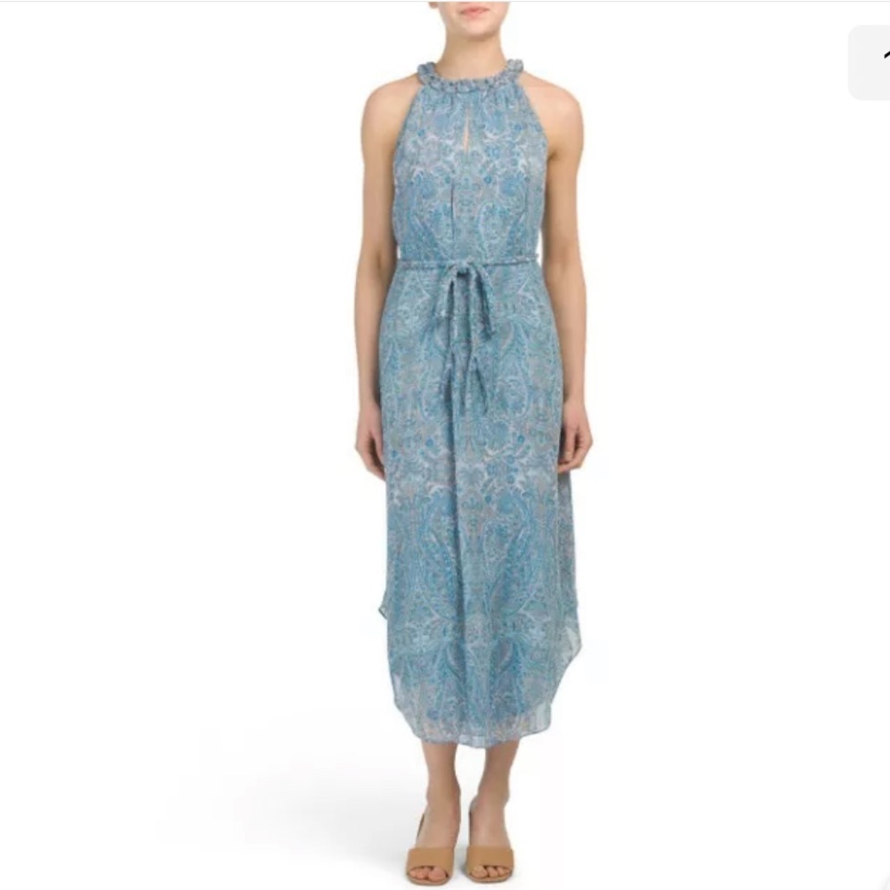 RAMY BROOK Long Silk New York Paisley Printed Jolie Blue Dress